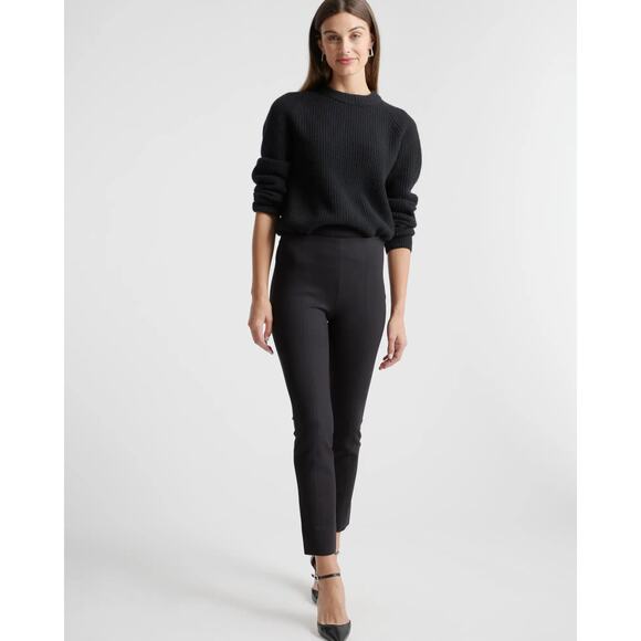 Quince Pants - Quince Ultra-Stretch Ponte Pintuck Black Ankle Pants Size Medium